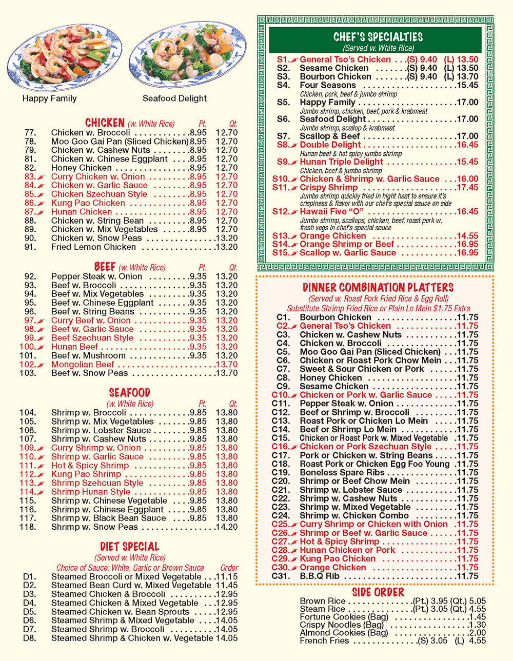 Fiestund China Kitchen Menu